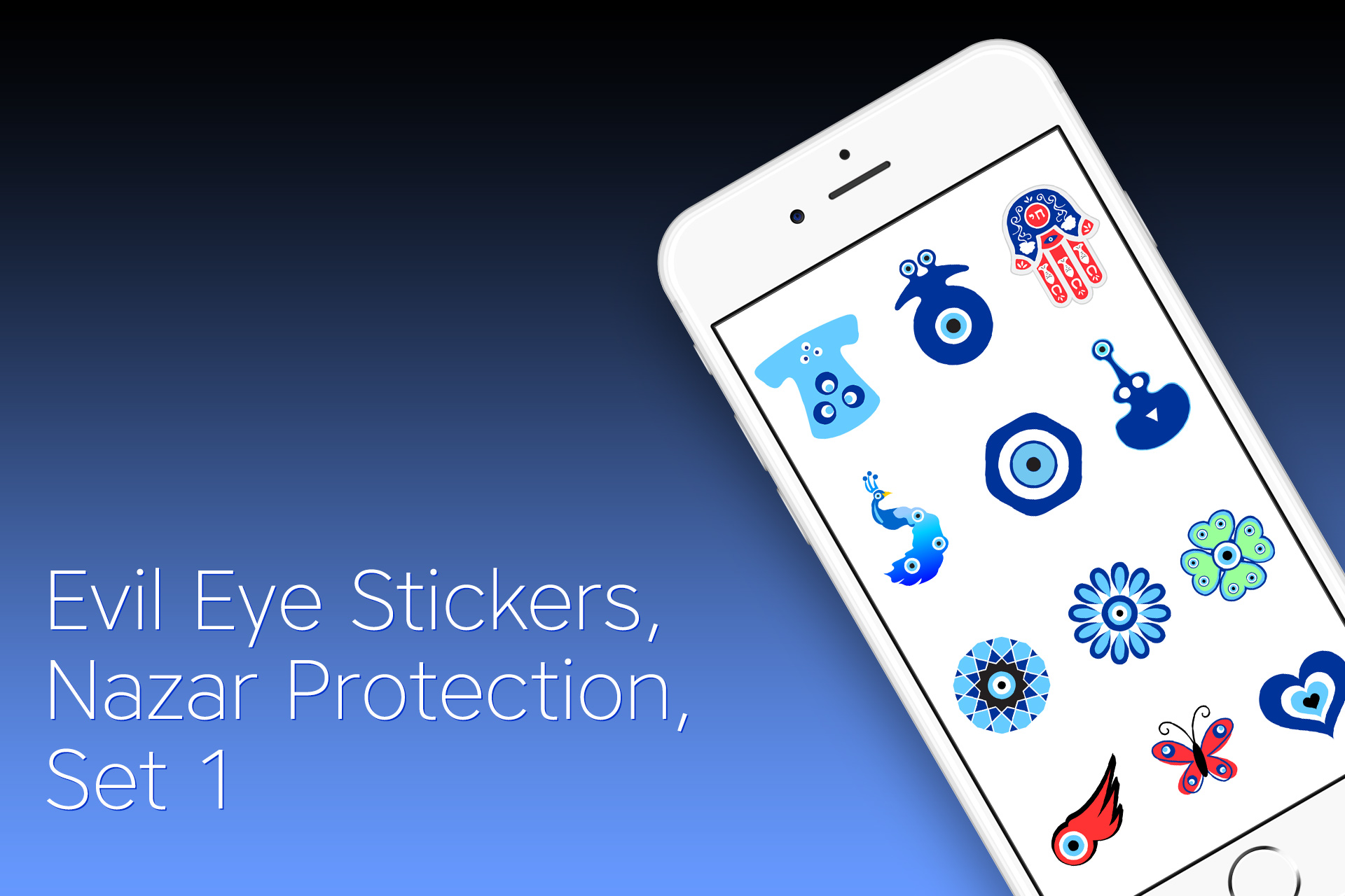 iMessage Evil Eye Stickers, Nazar Protection, Set 1